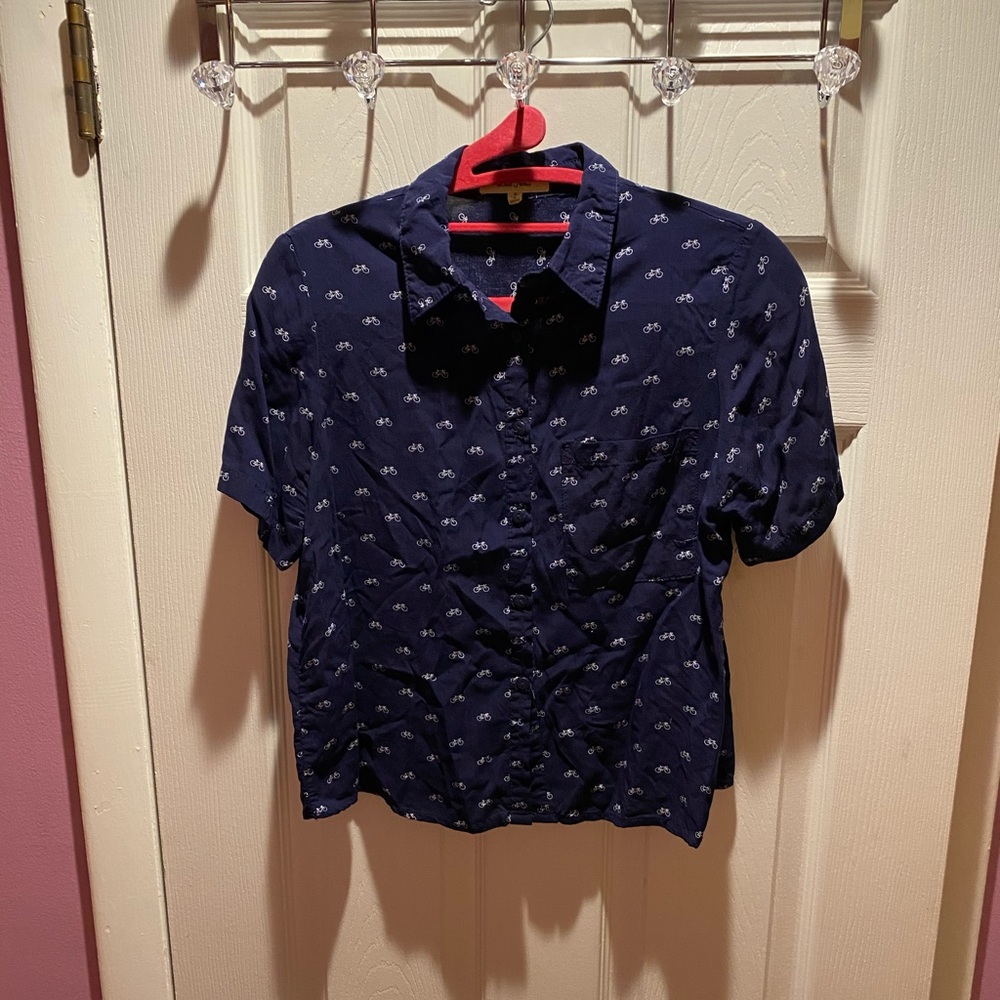 Colored Short-Sleeved Button Down with Bicycles.